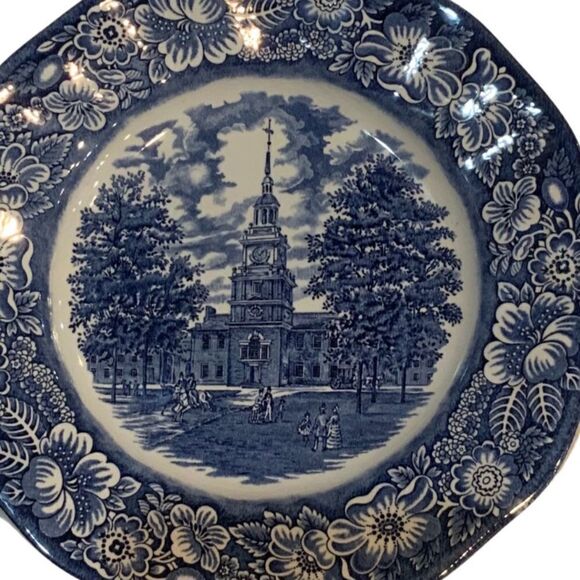 Vintage Liberty Blue Independence Hall Plate - Picture 5 of 6